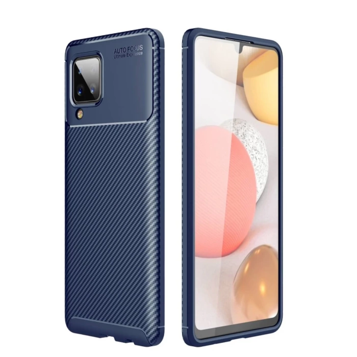 Newface Samsung Galaxy A12 Kılıf Auto Focus Karbon Kapak