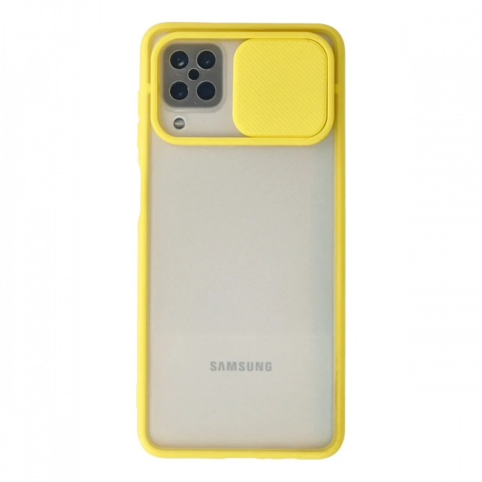 Newface Samsung Galaxy A12 Kılıf Palm Buzlu Kamera Sürgülü Silikon