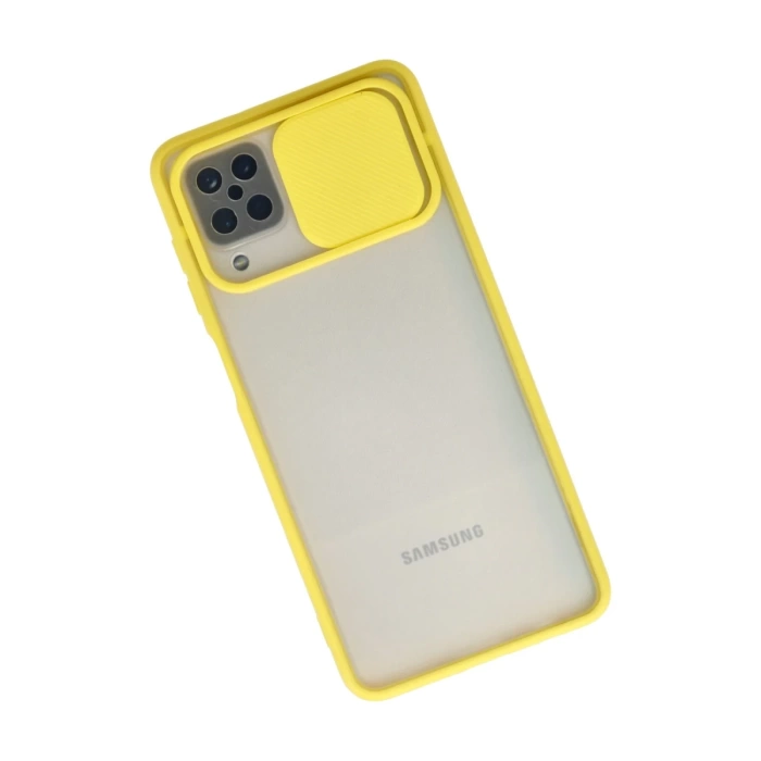 Newface Samsung Galaxy A12 Kılıf Palm Buzlu Kamera Sürgülü Silikon