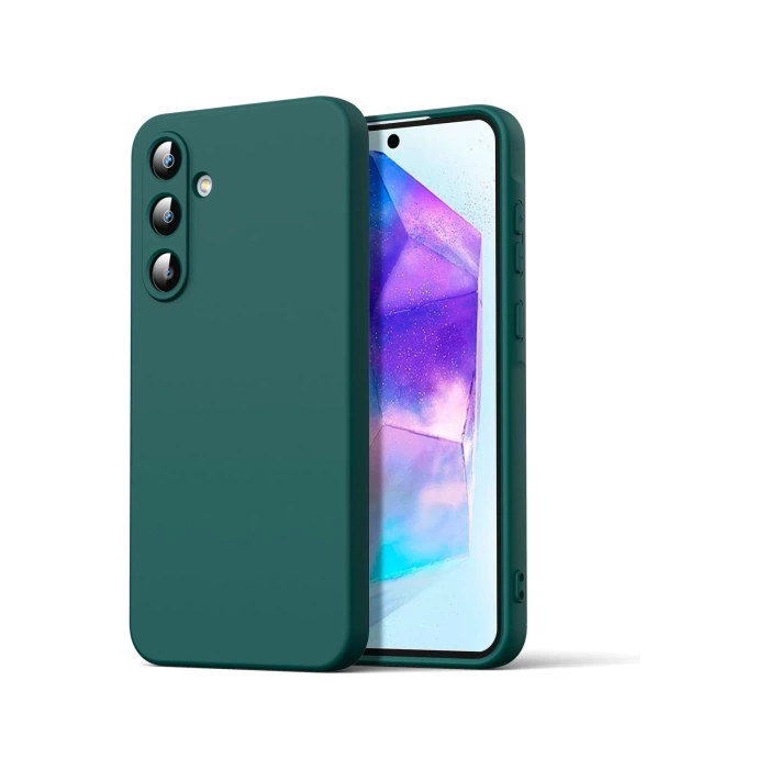 Newface Samsung Galaxy A16 5G Kılıf Nano içi Kadife Silikon - Koyu Yeşil