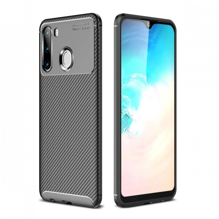 Newface Samsung Galaxy A21 Kılıf Auto Focus Karbon Kapak