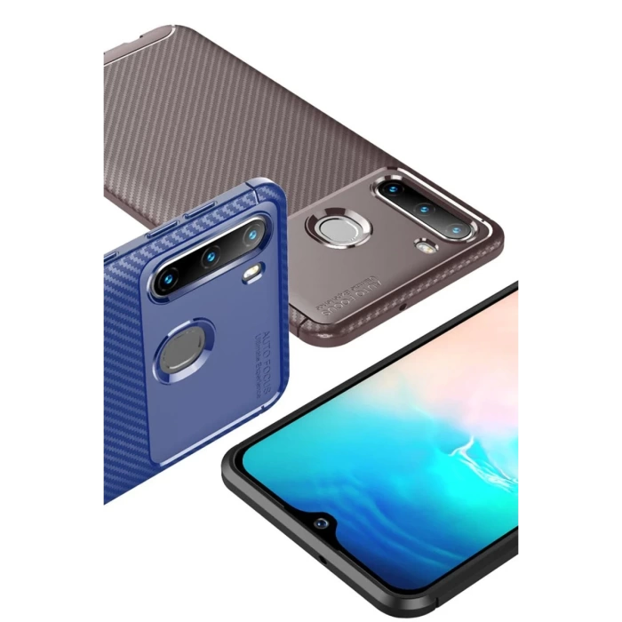 Newface Samsung Galaxy A21 Kılıf Auto Focus Karbon Kapak