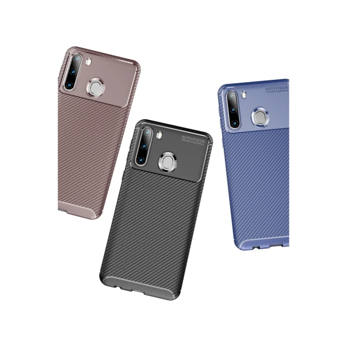 Newface Samsung Galaxy A21 Kılıf Auto Focus Karbon Kapak