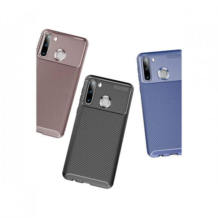 Newface Samsung Galaxy A21 Kılıf Auto Focus Karbon Kapak