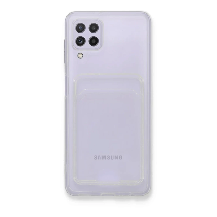 Newface Samsung Galaxy A22 Kılıf Kart Şeffaf Silikon - Şeffaf