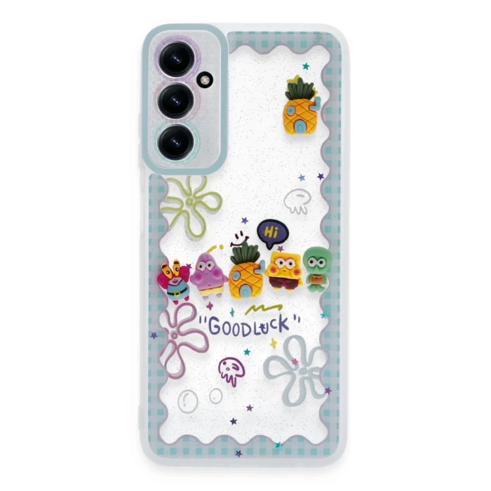 Newface Samsung Galaxy A25 5G Kılıf Sweet Desenli Silikon Kapak - Açık Mavi