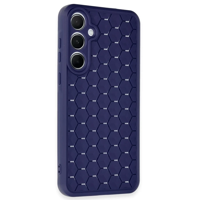 Newface Samsung Galaxy A35 5G Kılıf Petek Silikon Kapak - Lacivert