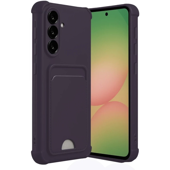 Newface Samsung Galaxy A55 5G Kılıf Kelvin Kartvizitli Silikon - Derin Mor