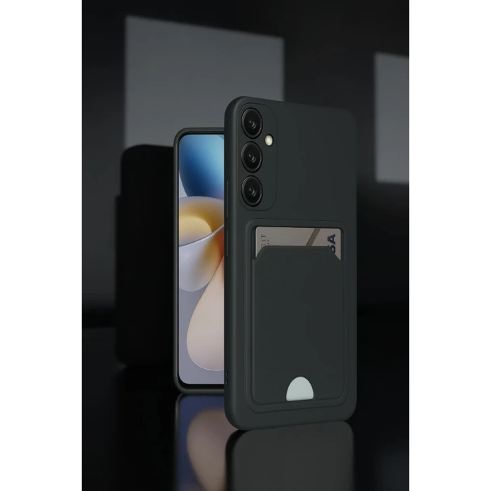 Newface Samsung Galaxy A55 5G Kılıf Kelvin Kartvizitli Silikon - Siyah