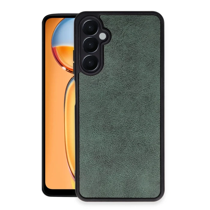 Newface Samsung Galaxy M15 Kılıf Aras Deri Kapak - Koyu Yeşil