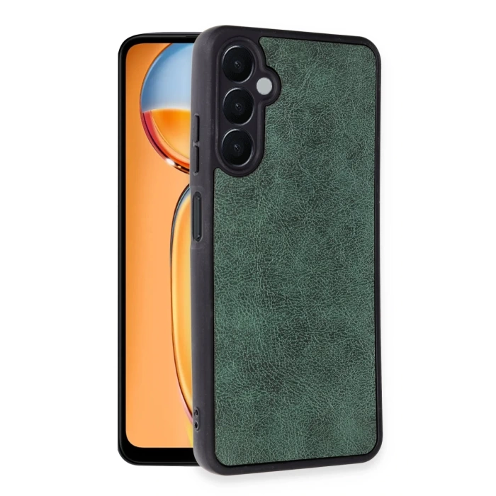 Newface Samsung Galaxy M15 Kılıf Aras Deri Kapak - Koyu Yeşil