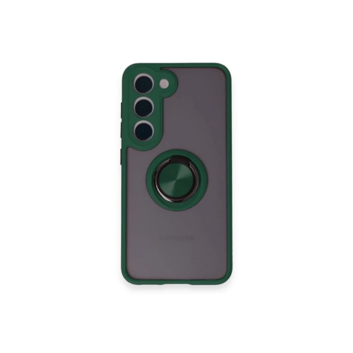 Newface Samsung Galaxy M15 Kılıf Montreal Yüzüklü Silikon Kapak - Yeşil