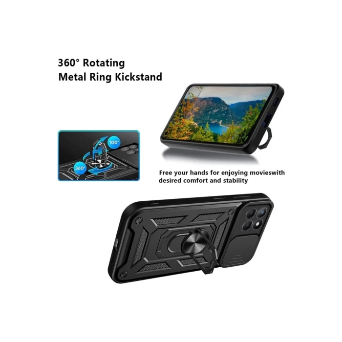 Newface Samsung Galaxy M15 Kılıf Pars Lens Yüzüklü Silikon - Gold