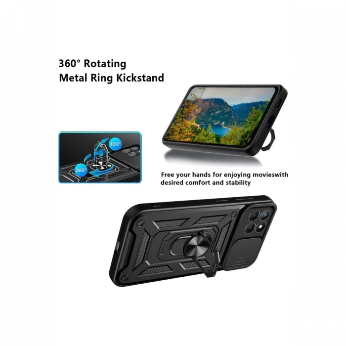 Newface Samsung Galaxy M15 Kılıf Pars Lens Yüzüklü Silikon - Lacivert