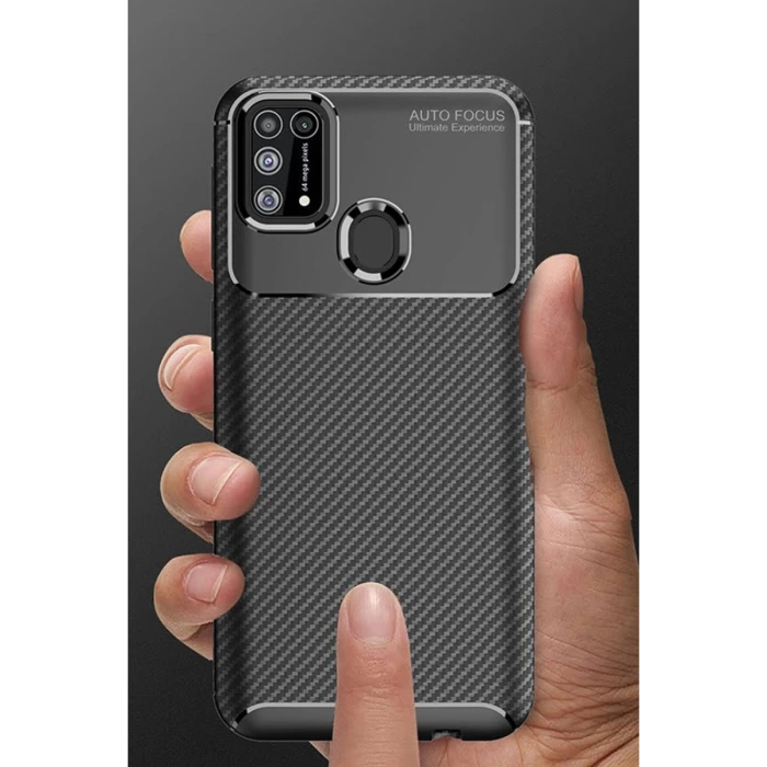 Newface Samsung Galaxy M31 Kılıf Auto Focus Karbon Kapak