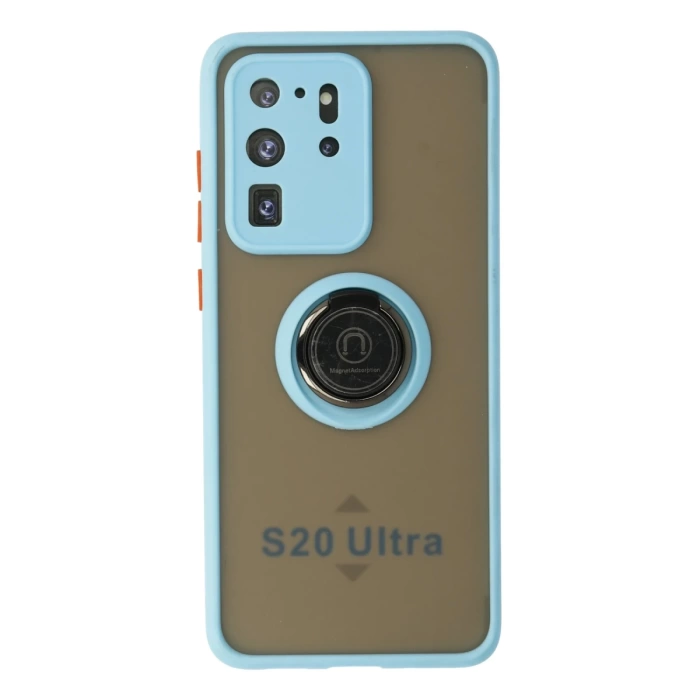 Newface Samsung Galaxy S20 Ultra Kılıf Montreal Yüzüklü Silikon Kapak