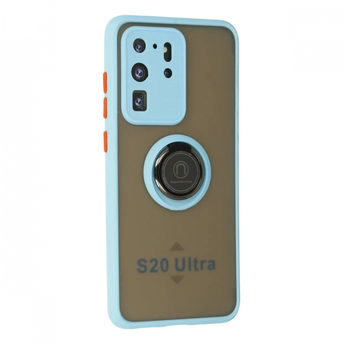 Newface Samsung Galaxy S20 Ultra Kılıf Montreal Yüzüklü Silikon Kapak