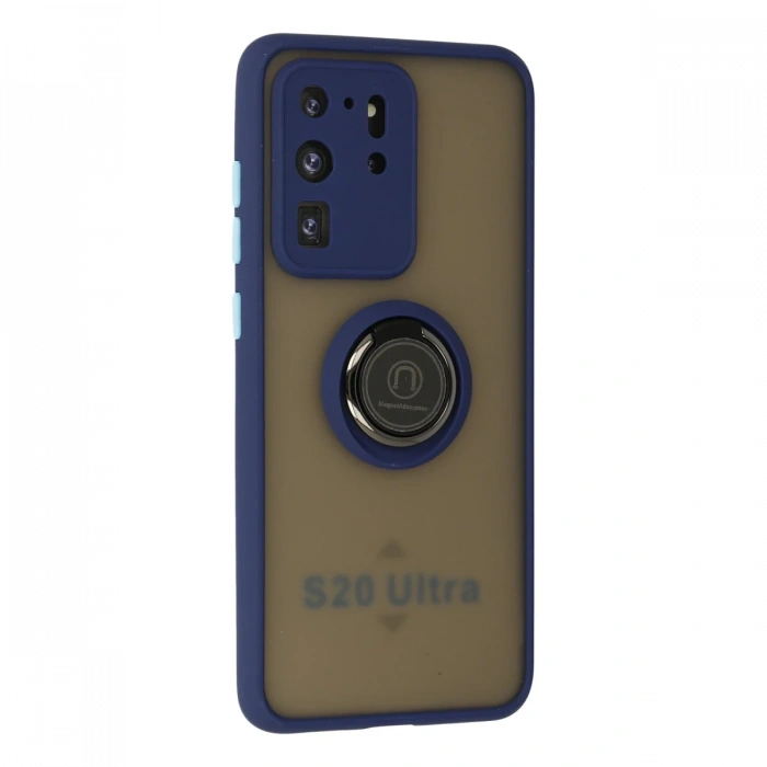 Newface Samsung Galaxy S20 Ultra Kılıf Montreal Yüzüklü Silikon Kapak