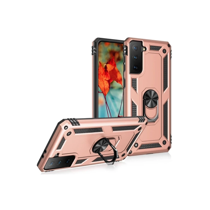 Newface Samsung Galaxy S21 Kılıf Sofya Yüzüklü Silikon Kapak