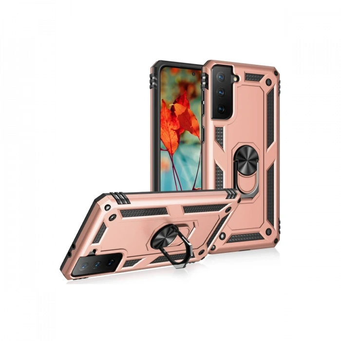 Newface Samsung Galaxy S21 Plus Kılıf Sofya Yüzüklü Silikon Kapak
