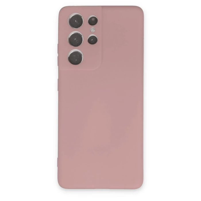 Newface Samsung Galaxy S21 Ultra Kılıf Nano içi Kadife Silikon - Pudra