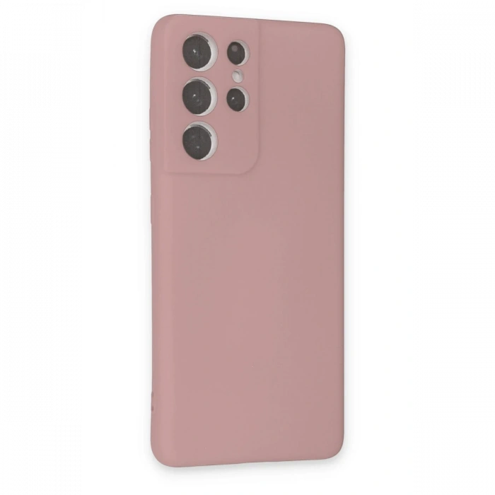 Newface Samsung Galaxy S21 Ultra Kılıf Nano içi Kadife Silikon - Pudra