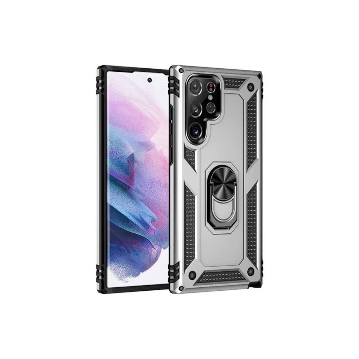 Newface Samsung Galaxy S21 Ultra Kılıf Sofya Yüzüklü Silikon Kapak