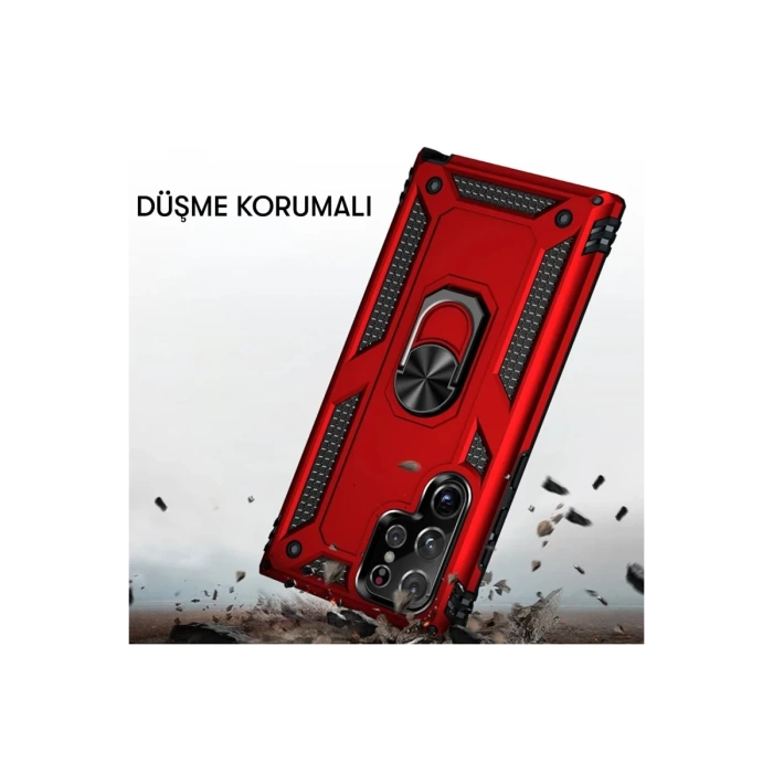 Newface Samsung Galaxy S21 Ultra Kılıf Sofya Yüzüklü Silikon Kapak - Yeşil
