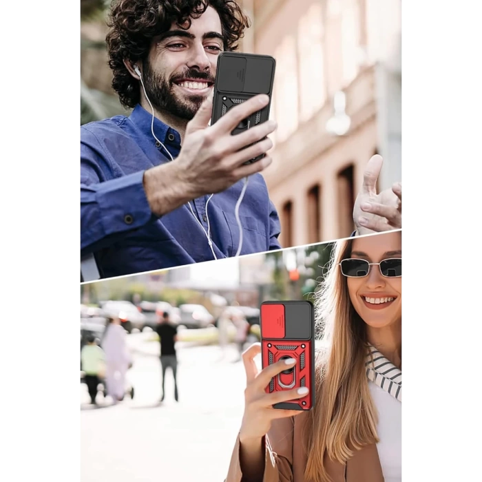 Newface Samsung Galaxy S22 Kılıf Pars Lens Yüzüklü Silikon - Yeşil