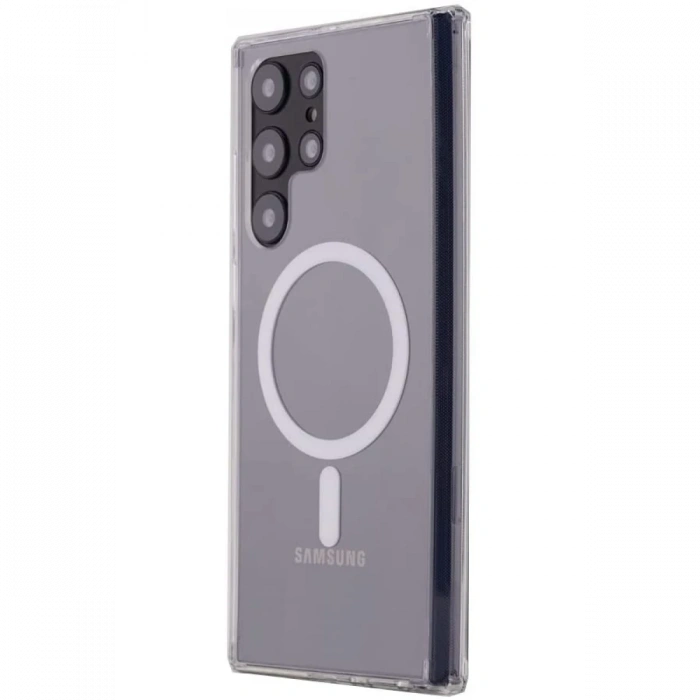 Newface Samsung Galaxy S22 Ultra Kılıf Magneticsafe Şeffaf Silikon - Şeffaf