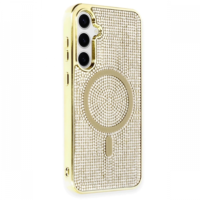 Newface Samsung Galaxy S23 Kılıf Diamond Magsafe Kapak - Gold