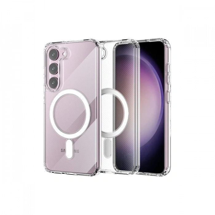Samsung Galaxy S23 Kılıf Magneticsafe Şeffaf Silikon - Şeffaf