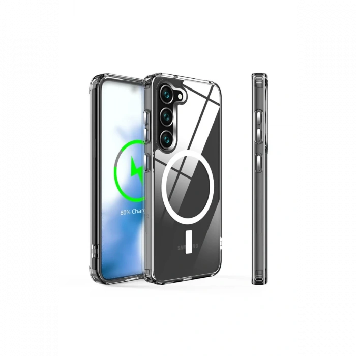 Samsung Galaxy S23 Kılıf Magneticsafe Şeffaf Silikon - Şeffaf