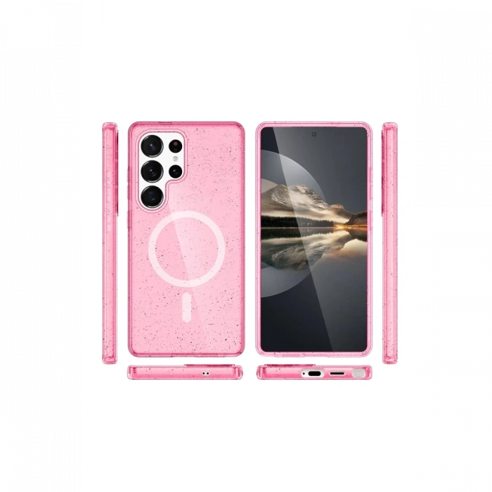 Newface Samsung Galaxy S23 Ultra Kılıf Glow Magsafe Kapak - Pembe