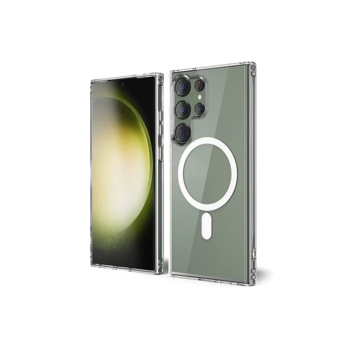 Newface Samsung Galaxy S23 Ultra Kılıf Magneticsafe Şeffaf Silikon - Şeffaf