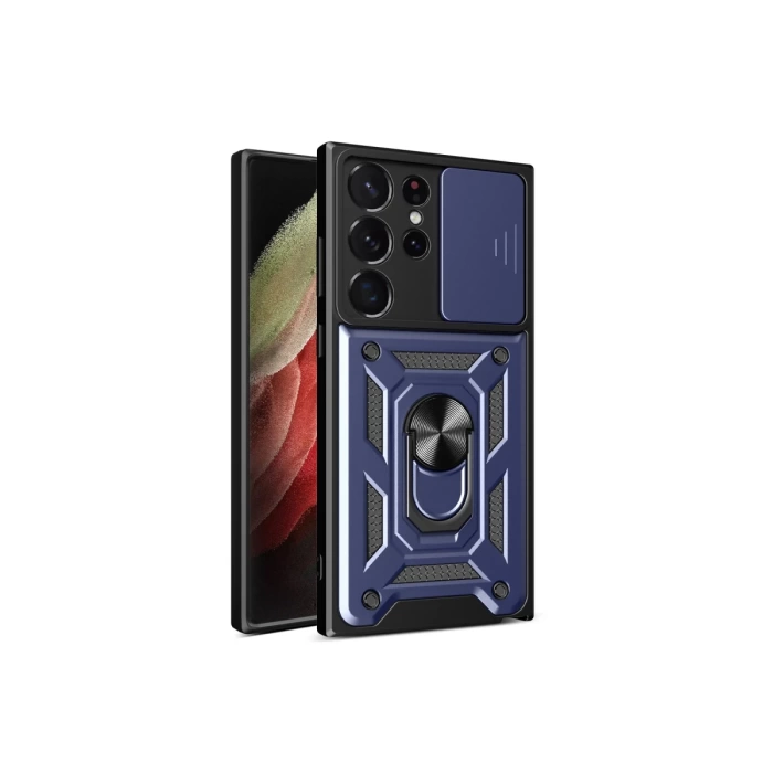 Newface Samsung Galaxy S23 Ultra Kılıf Pars Lens Yüzüklü Silikon