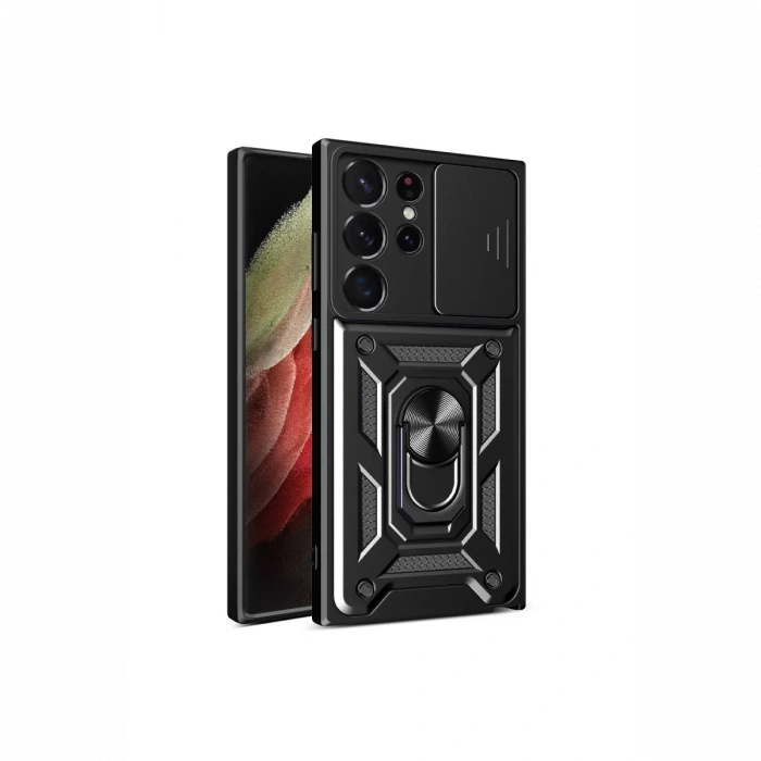 Newface Samsung Galaxy S23 Ultra Kılıf Pars Lens Yüzüklü Silikon