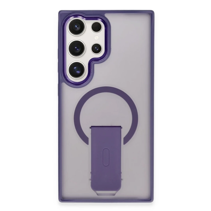 Newface Samsung Galaxy S23 Ultra Tork Magsafe Standlı Kapak - Derin Mor