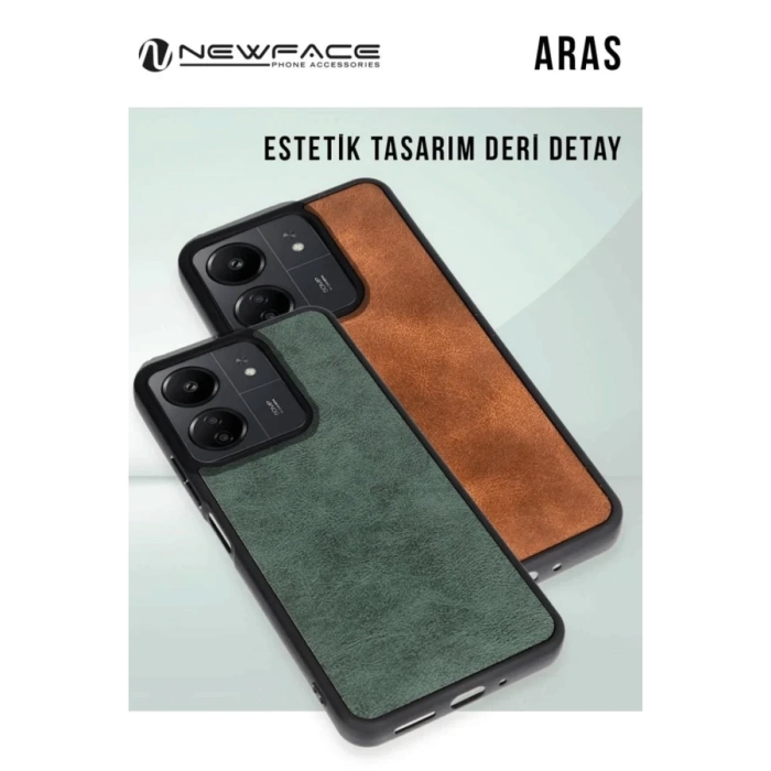 Newface Samsung Galaxy S24 FE Kılıf Aras Deri Kapak - Taba
