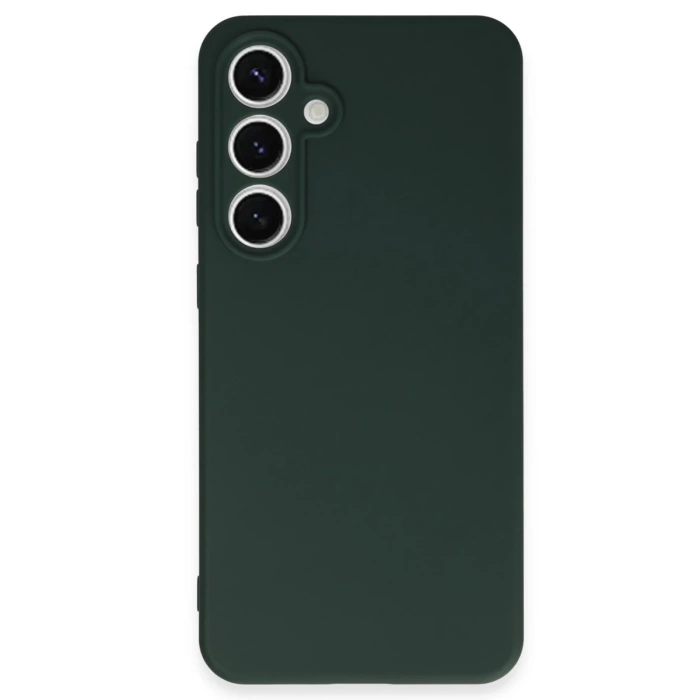 Newface Samsung Galaxy S24 FE Kılıf Nano içi Kadife Silikon - Koyu Yeşil
