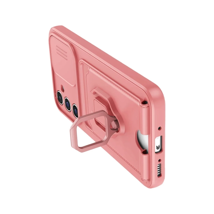 Newface Samsung Galaxy S24 FE Kılıf Zuma Kartvizitli Yüzüklü Silikon - Pembe