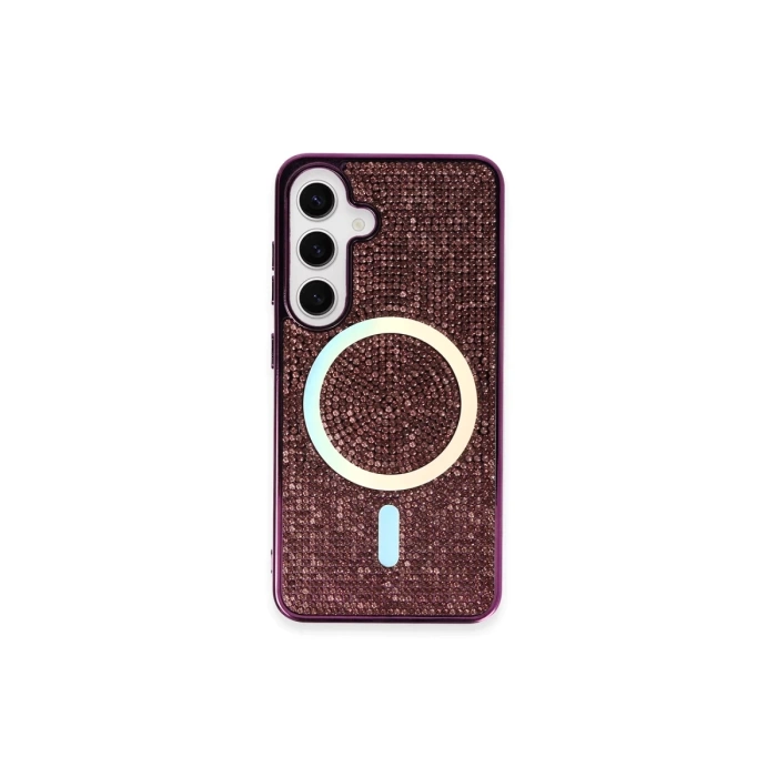 Newface Samsung Galaxy S24 Kılıf Diamond Magsafe Kapak - Derin Mor