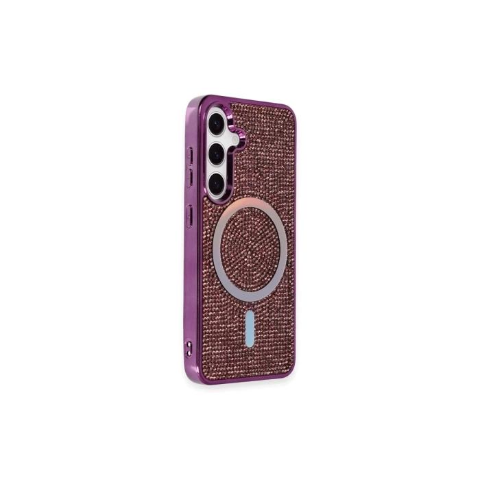 Newface Samsung Galaxy S24 Kılıf Diamond Magsafe Kapak - Derin Mor