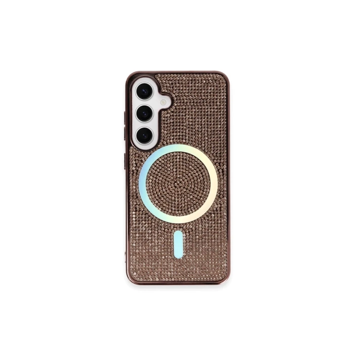 Newface Samsung Galaxy S24 Kılıf Diamond Magsafe Kapak - Pembe