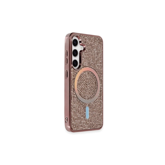 Newface Samsung Galaxy S24 Kılıf Diamond Magsafe Kapak - Pembe