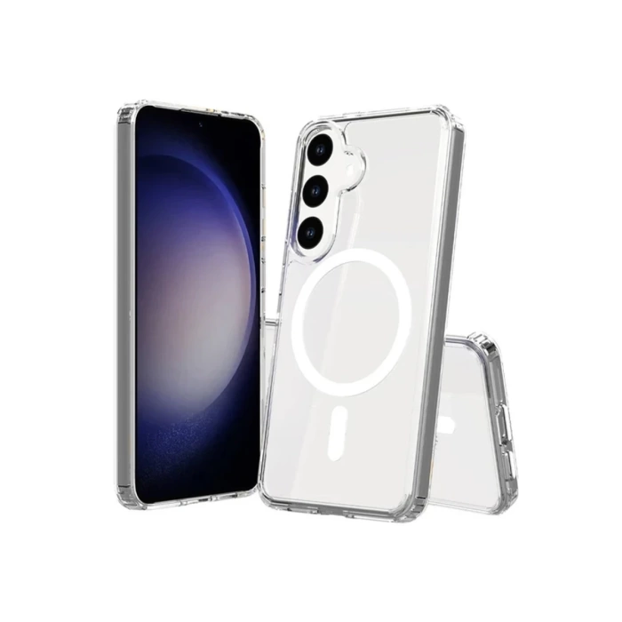 Newface Samsung Galaxy S24 Kılıf Magneticsafe Şeffaf Silikon - Şeffaf