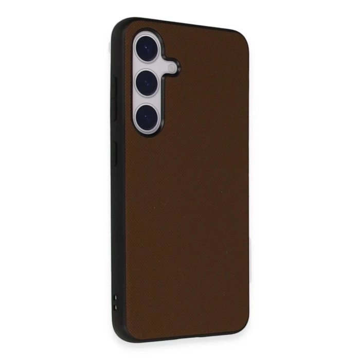 Newface Samsung Galaxy S24 Kılıf Taft Kapak - Kahverengi