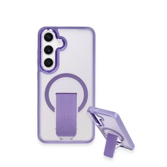 Newface Samsung Galaxy S24 Tork Magsafe Standlı Kapak - Lila
