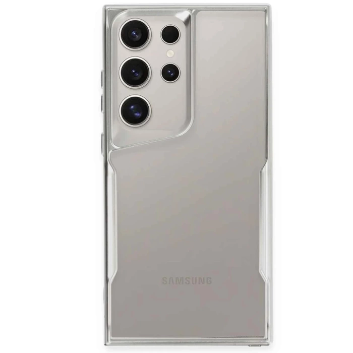 Newface Samsung Galaxy S24 Ultra Kılıf Boyi Silikon Kapak - Gümüş