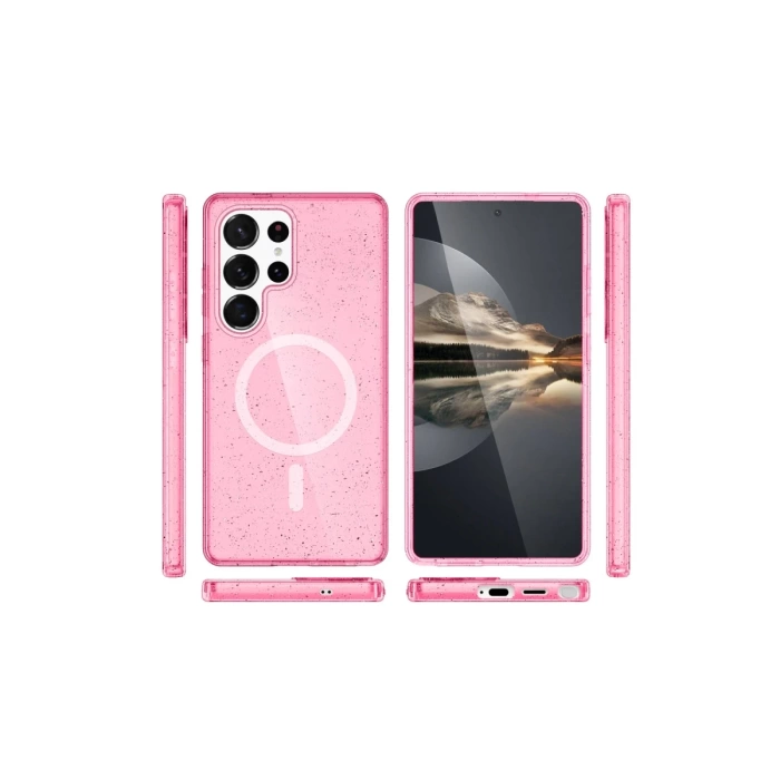 Newface Samsung Galaxy S24 Ultra Kılıf Glow Magsafe Kapak - Pembe